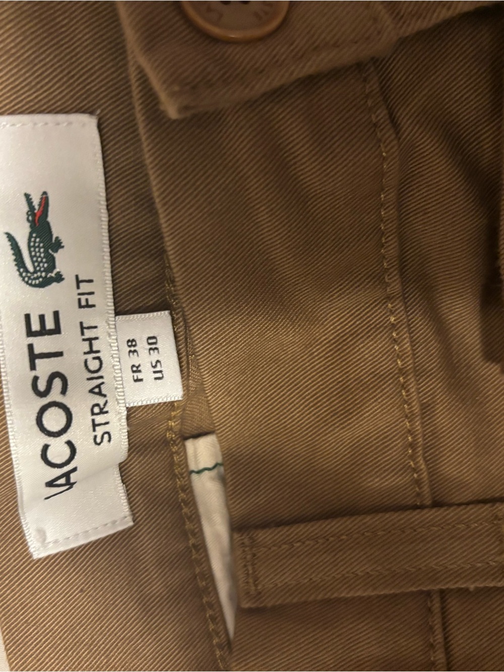 Lacoste Men’s Straight Fit Khaki Chinos - Tan